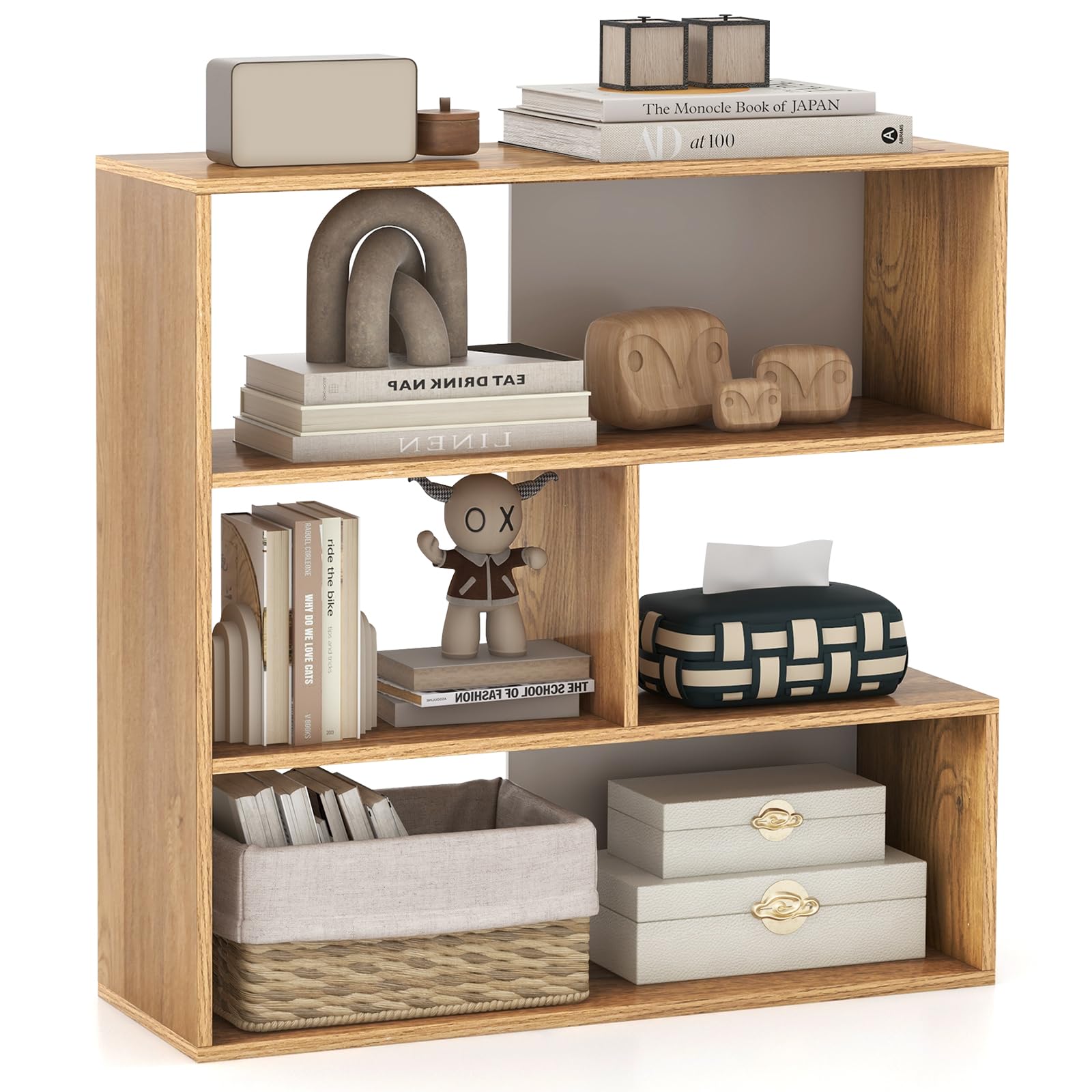 Tangkula 6 Cubes Bookcase 2-Piece Separable Floor Standing Open Horizontal Bookshelf